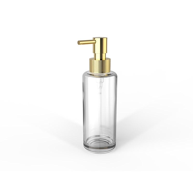 Omega Sıvı Sabunluk Duvar Aparatı + Sıvı Sabunluk - 863020 - Sıvı Sabunluk, Tezgah Üstü - Şeffaf Cam/Altın