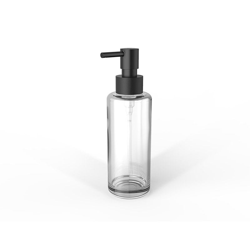 Omega Liquid Soap Dispenser Wall Mount + Liquid Soap Dispenser - 863060 - Soap Dispenser, Countertop - Transparent Glass/Brushed Black
