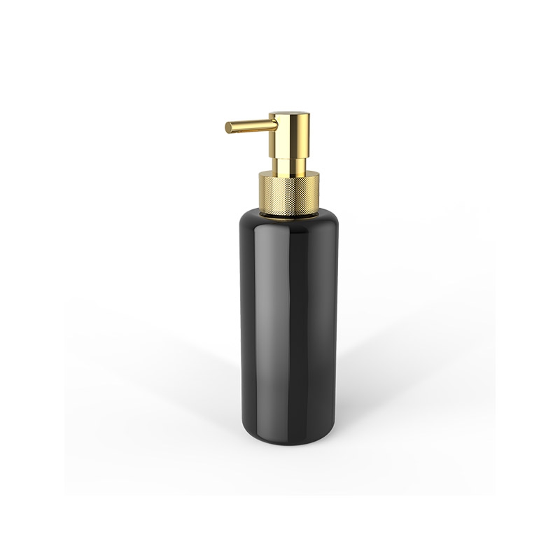 863120 Soap Dispenser, Countertop - Black Glass/Gold