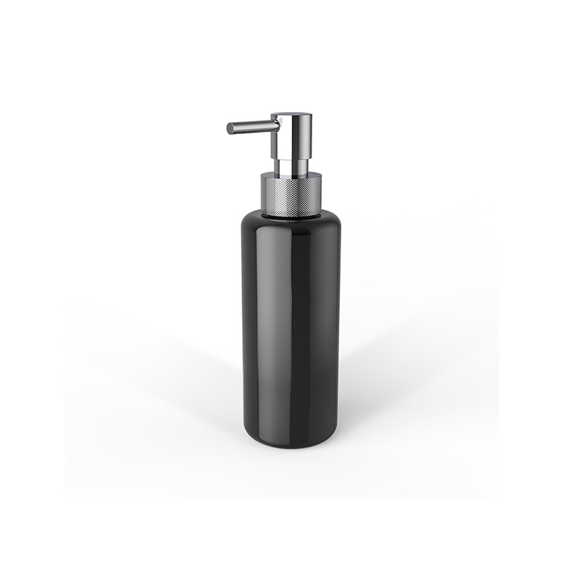 863100 Soap Dispenser, Countertop - Black Glass/Chrome