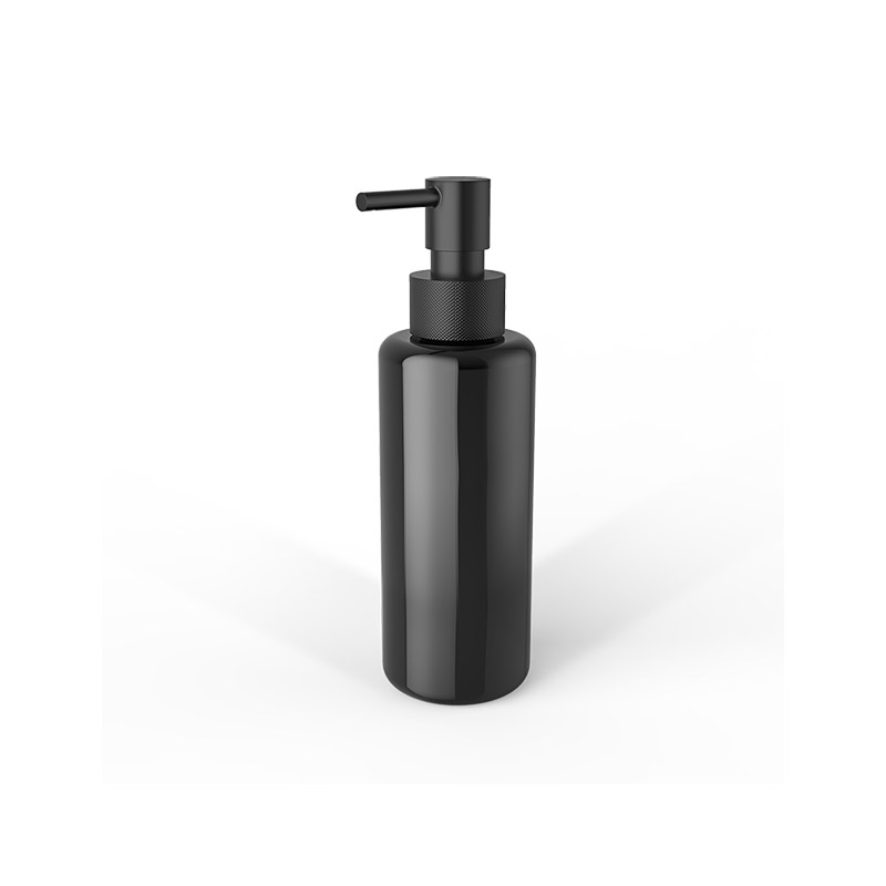 863160 Soap Dispenser, Countertop - Black Glass/Brushed Black