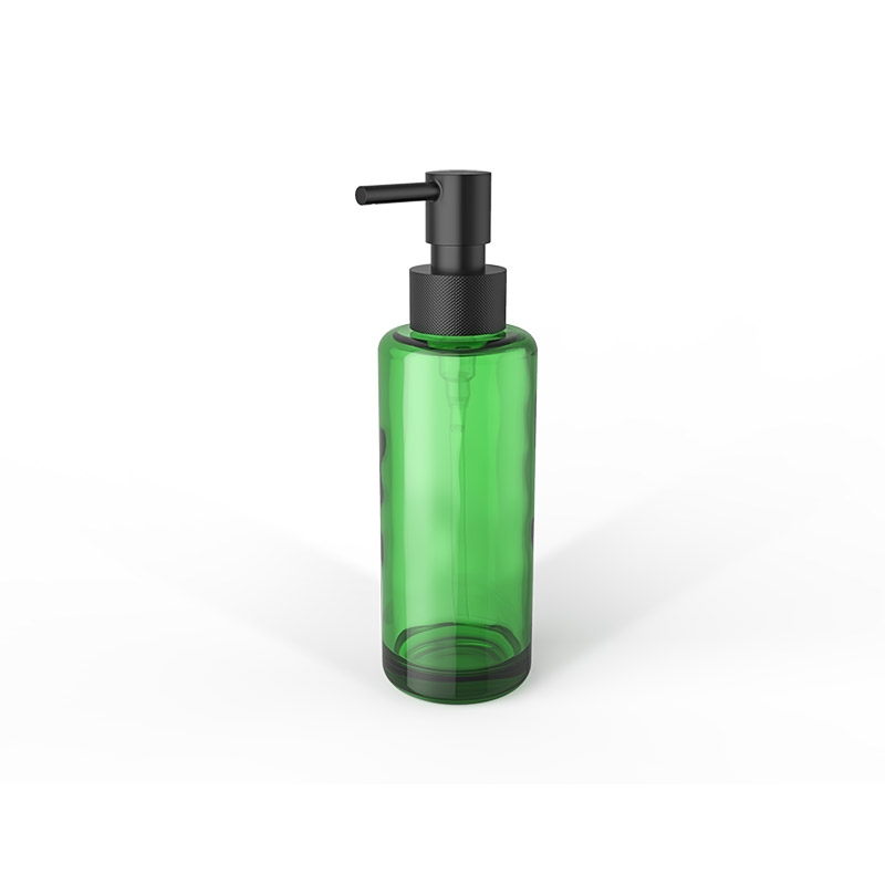 Omega Liquid Soap Dispenser Wall Mount + Liquid Soap Dispenser - 863260 - Soap Dispenser, Countertop - Green Glass/Brushed Black