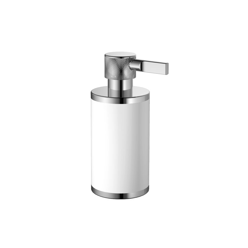 Omega Sol - SOL6006-02/B - Sol Soap Dispenser,Cylinder,Countertop - Brushed White / Chrome