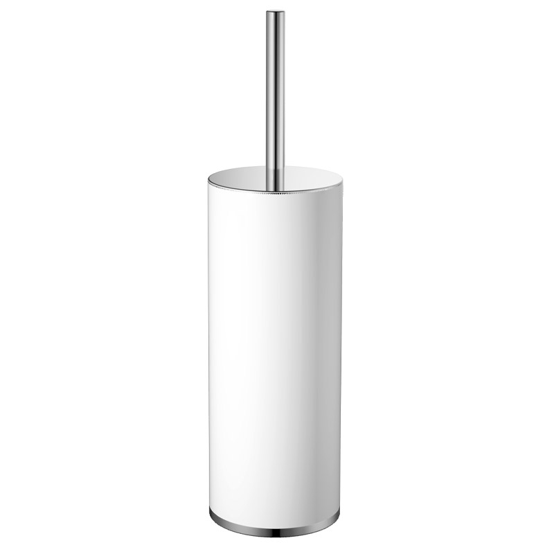 Omega Sol - SOL6004-02/B - Sol Toilet Brush Holder,Cylinder,F.Standing-Brushed White / Chrome