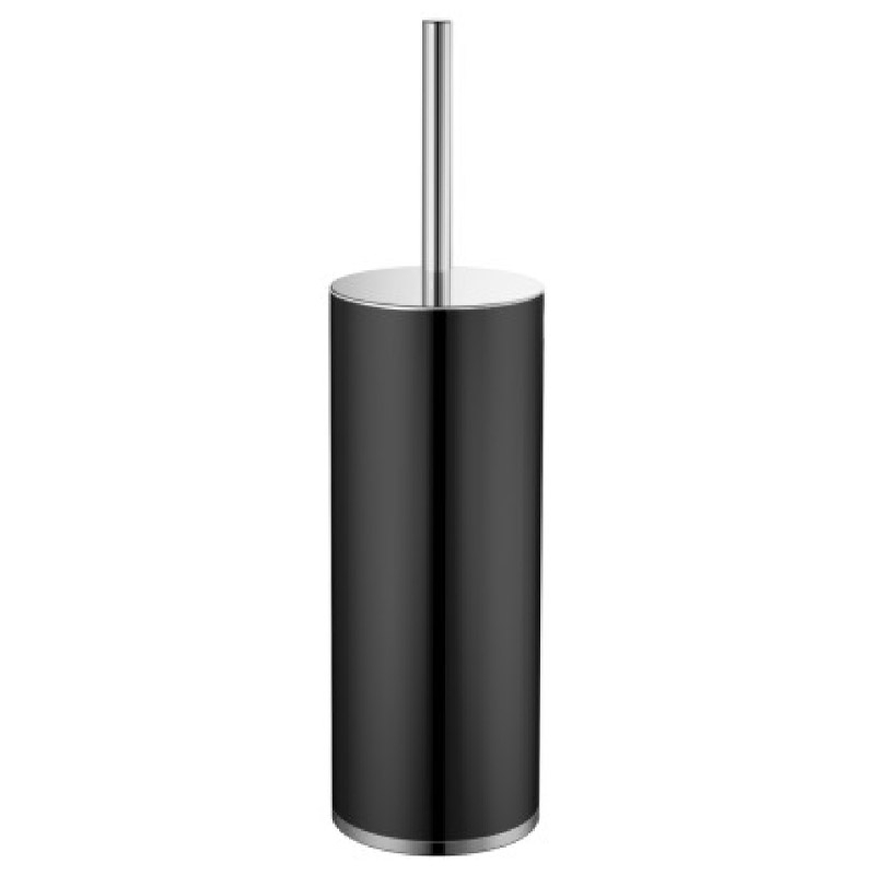 Omega Sol - SOL6004-02/N - Sol Toilet Brush Holder,Cylinder,F.Standing-Brushed Black / Chrome