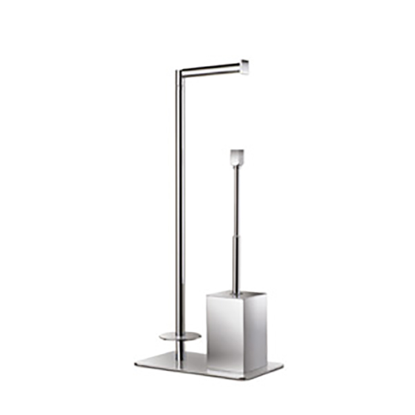 89227/CR Square Standing Toilet Roll Holder+Toilet Brush Holder - Chrome