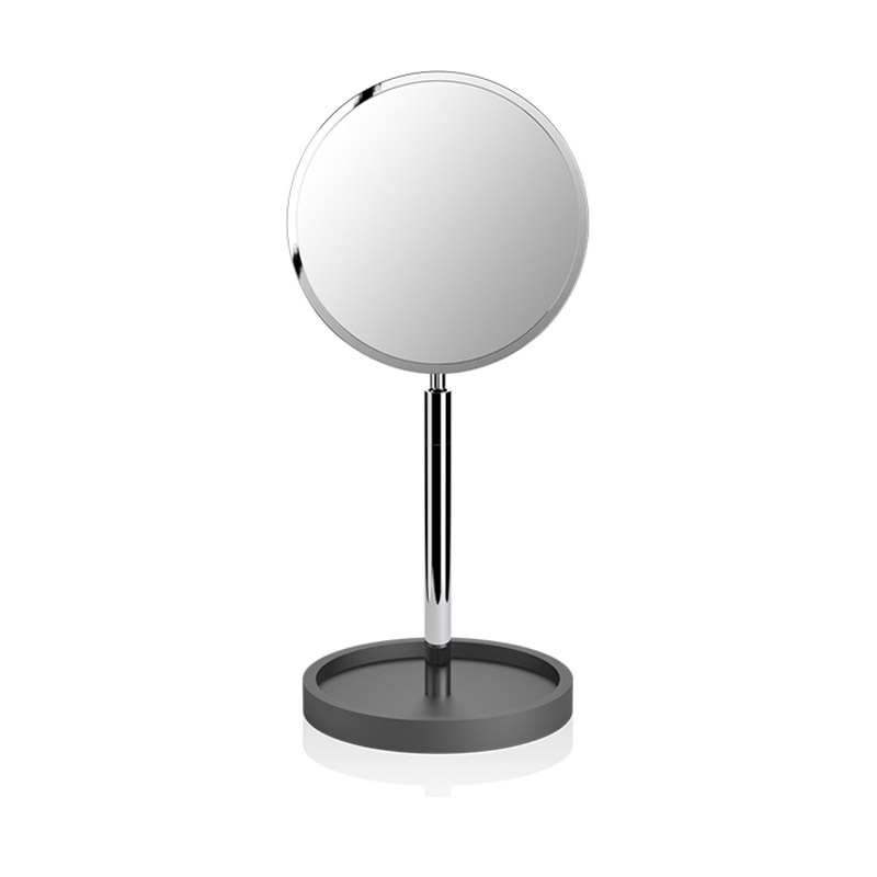 STONE KSA/NCR  Stone Mirror,Countertop,Double Side,Magnify.,1/4x -Brushed Black/Chrome 
