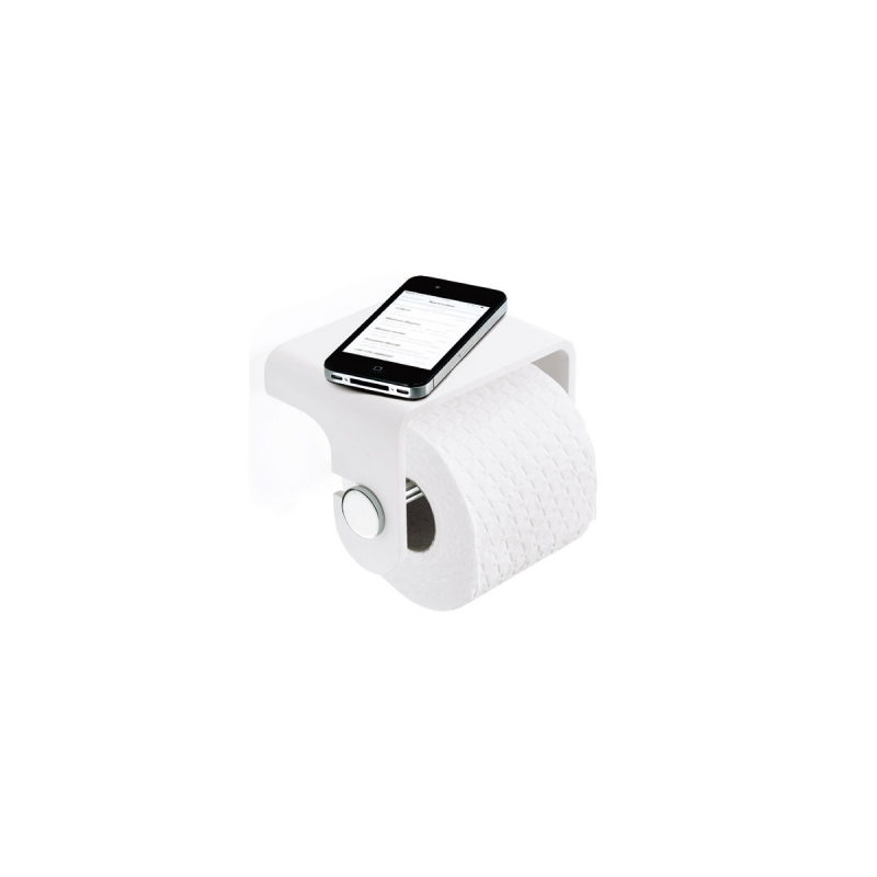 STONE TPH4/CR Stone Toilet Roll Holder with Shelf - White/Chrome