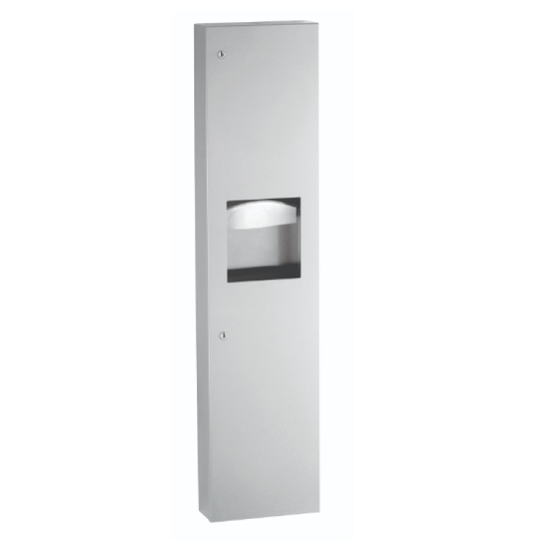 B-380349 Trimline Towel Dispenser + Paper Bin, Surface-mounted, 14lt - Stainless Steel