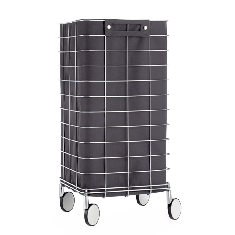 Omega Laundry Baskets - 613794 - Trolley Laundry Basket with Wheels - Anthracite/Chrome