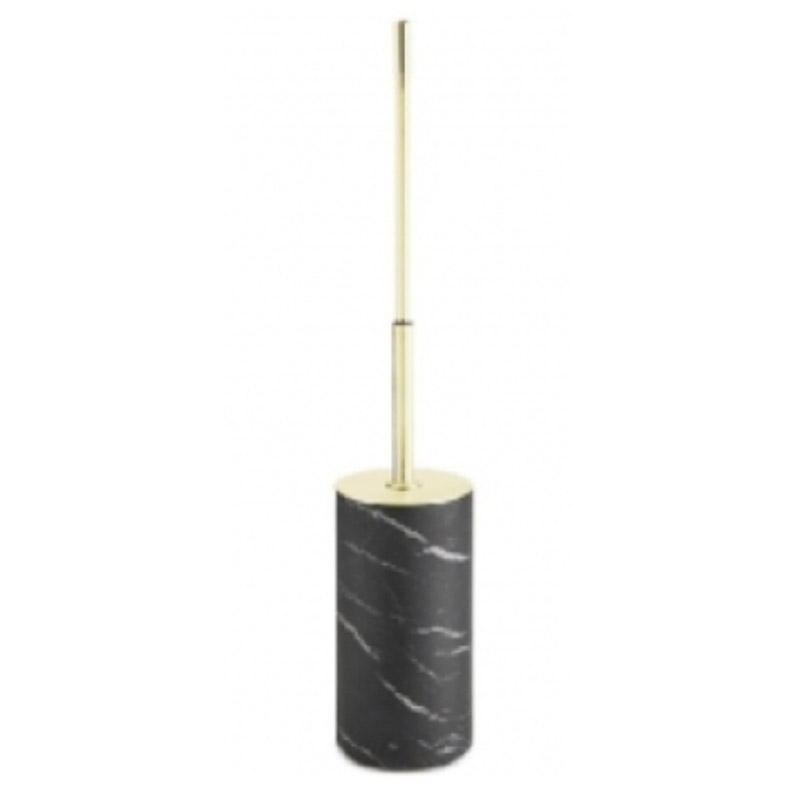 89822/O  Toilet Brush Holder, F.Standing,ø8.6 x 46h cm - Black Marble/Gold 