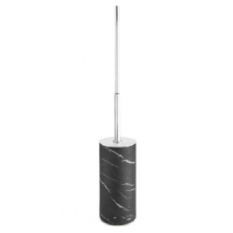 Omega Marquina - 89822/CR  - Toilet Brush Holder,F.standing,ø8.6 x 46h cm - Black Marble/Chrome 