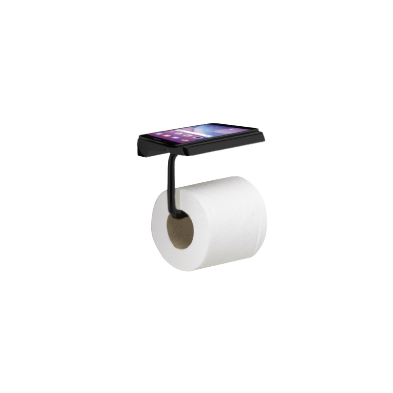 2039/14 Toilet Roll Holder with Shelf - Matte Black