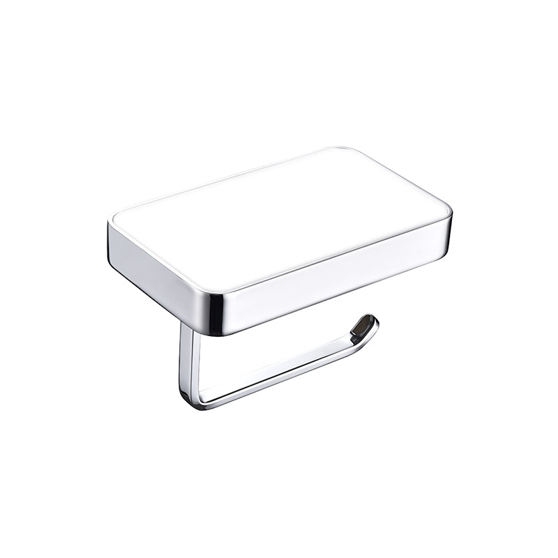 Omega Toilet Roll Holders - TPD1603-01/BCR - Toilet Paper Holder,With Shelf,304K-Ground Glass/Polished / S.Steel