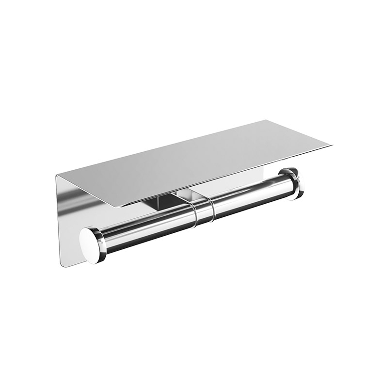 Omega Toilet Roll Holders - PHG6003-015/P - Double Toilet Paper Holder,With Shelf - Polished / S.Steel